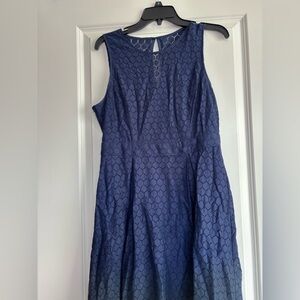 BCBGeneration Navy Textured Sleeveless Fit-and-Flare Dress